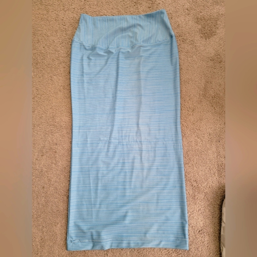 Stretchy Maxi Skirt, light blue with white stripes